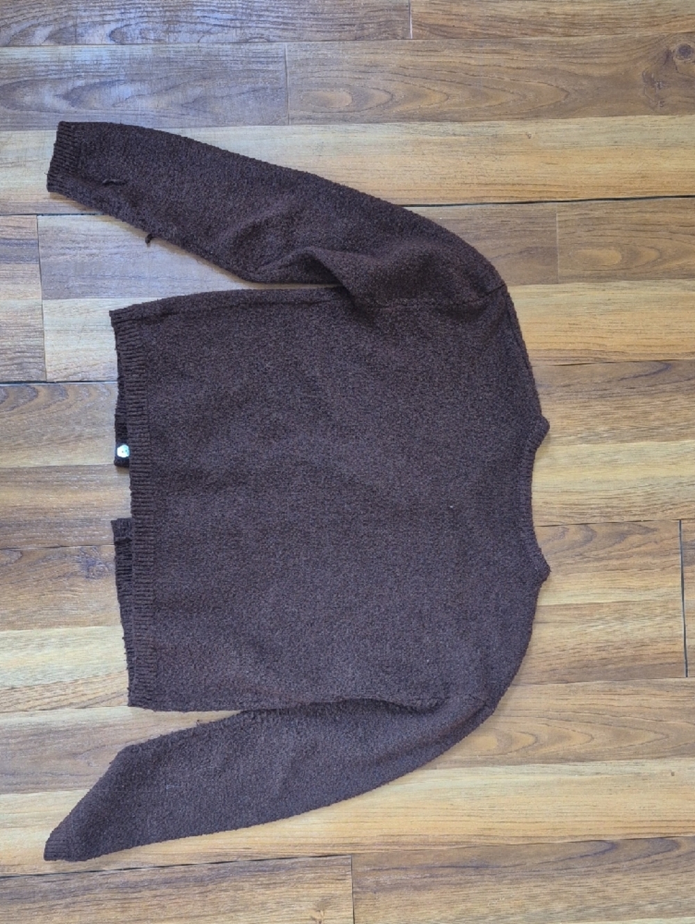 Brown Button-Front Women's Sweater Cardigan - Picture 3 of 3